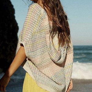 NWT ANTHRO DAILY PRACTICE THERMAL KNIT RAINBOW COLORFUL SWEATER PONCHO TOP 2X/3X